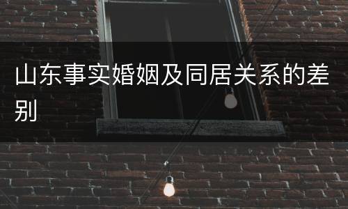 山东事实婚姻及同居关系的差别