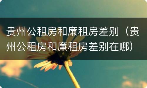 贵州公租房和廉租房差别（贵州公租房和廉租房差别在哪）