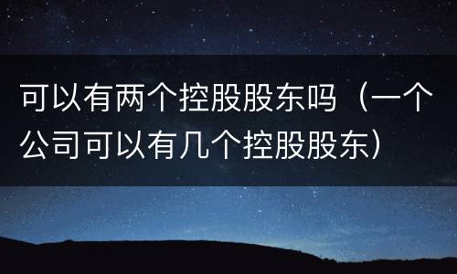 可以有两个控股股东吗（一个公司可以有几个控股股东）