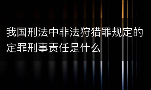 我国刑法中非法狩猎罪规定的定罪刑事责任是什么