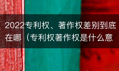 2022专利权、著作权差别到底在哪（专利权著作权是什么意思）