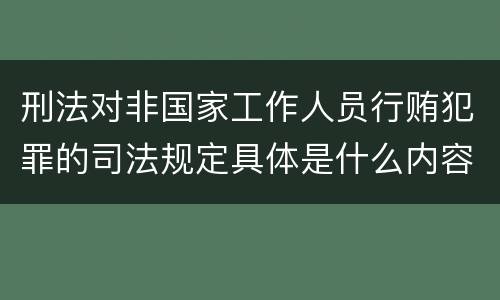刑法对非国家工作人员行贿犯罪的司法规定具体是什么内容
