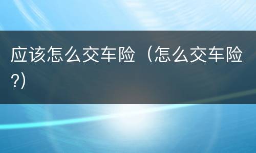 应该怎么交车险（怎么交车险?）