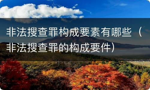 非法搜查罪构成要素有哪些（非法搜查罪的构成要件）