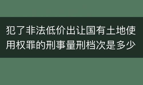 犯了非法低价出让国有土地使用权罪的刑事量刑档次是多少