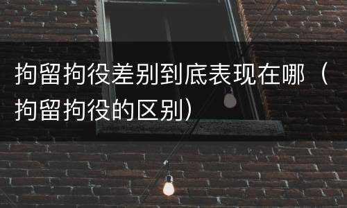 拘留拘役差别到底表现在哪（拘留拘役的区别）