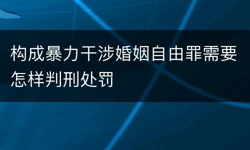 构成暴力干涉婚姻自由罪需要怎样判刑处罚