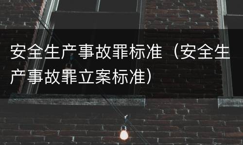 安全生产事故罪标准（安全生产事故罪立案标准）