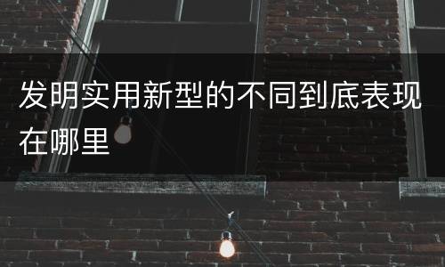 发明实用新型的不同到底表现在哪里