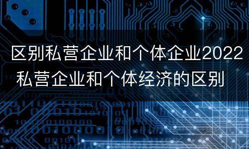 区别私营企业和个体企业2022 私营企业和个体经济的区别