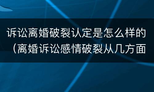 诉讼离婚破裂认定是怎么样的（离婚诉讼感情破裂从几方面认定）