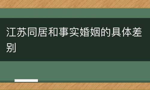 江苏同居和事实婚姻的具体差别