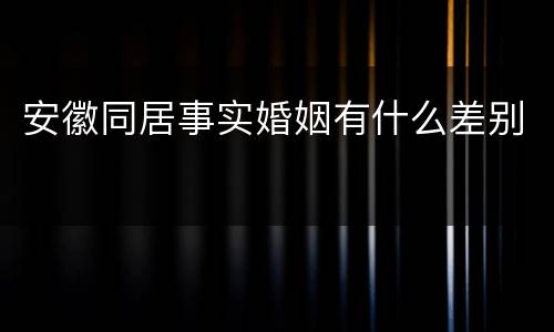 安徽同居事实婚姻有什么差别