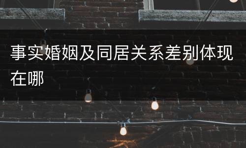 事实婚姻及同居关系差别体现在哪