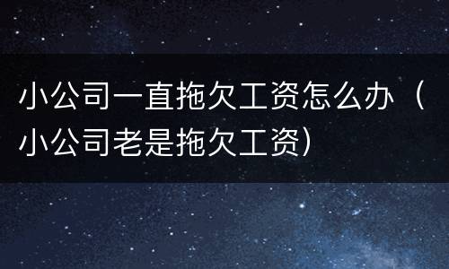 小公司一直拖欠工资怎么办（小公司老是拖欠工资）