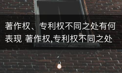 著作权、专利权不同之处有何表现 著作权,专利权不同之处有何表现和特点