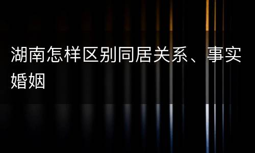 湖南怎样区别同居关系、事实婚姻