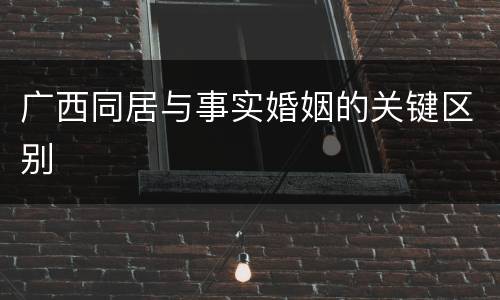 广西同居与事实婚姻的关键区别