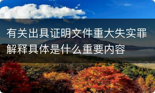 有关出具证明文件重大失实罪解释具体是什么重要内容
