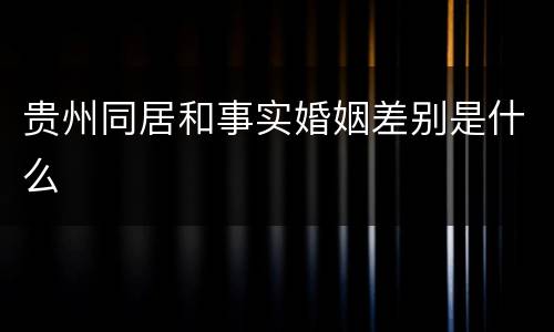 贵州同居和事实婚姻差别是什么