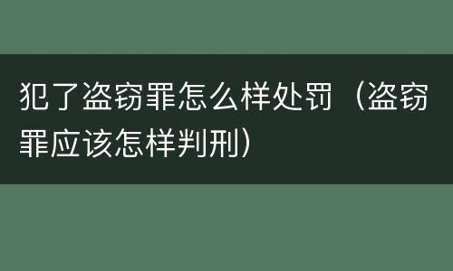 犯了盗窃罪怎么样处罚（盗窃罪应该怎样判刑）