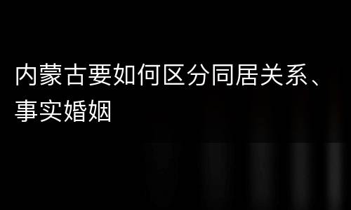 内蒙古要如何区分同居关系、事实婚姻