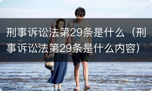 刑事诉讼法第29条是什么（刑事诉讼法第29条是什么内容）
