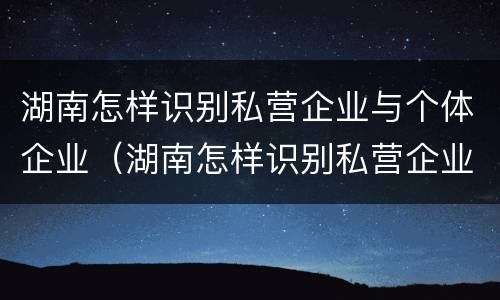 湖南怎样识别私营企业与个体企业（湖南怎样识别私营企业与个体企业名录）