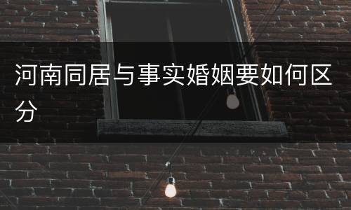 河南同居与事实婚姻要如何区分