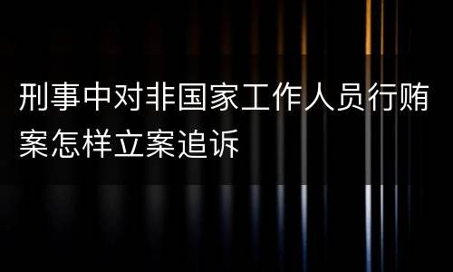 刑事中对非国家工作人员行贿案怎样立案追诉