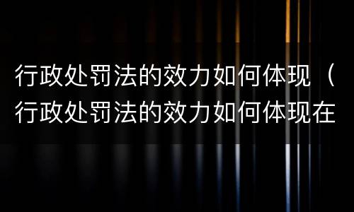 行政处罚法的效力如何体现（行政处罚法的效力如何体现在法院）