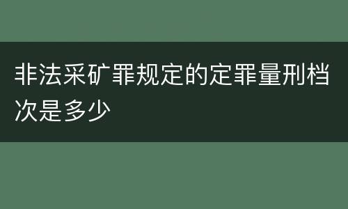 非法采矿罪规定的定罪量刑档次是多少