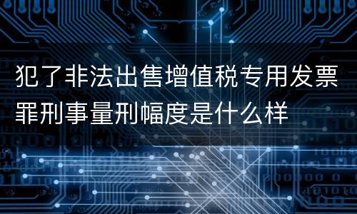 犯了非法出售增值税专用发票罪刑事量刑幅度是什么样