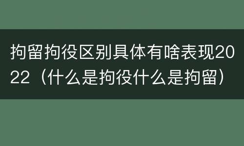 拘留拘役区别具体有啥表现2022（什么是拘役什么是拘留）