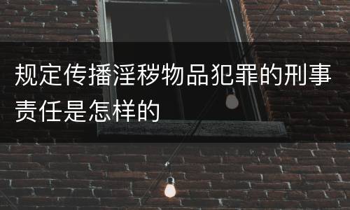 规定传播淫秽物品犯罪的刑事责任是怎样的