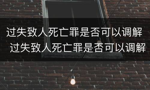 过失致人死亡罪是否可以调解 过失致人死亡罪是否可以调解案件