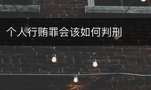 个人行贿罪会该如何判刑