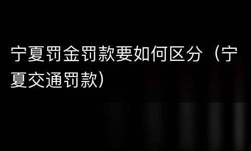 宁夏罚金罚款要如何区分（宁夏交通罚款）