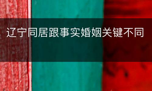 辽宁同居跟事实婚姻关键不同