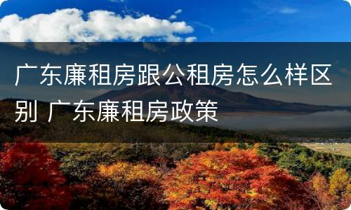 广东廉租房跟公租房怎么样区别 广东廉租房政策