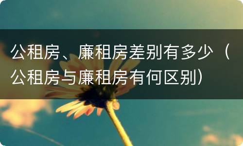 公租房、廉租房差别有多少（公租房与廉租房有何区别）