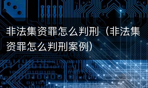 非法集资罪怎么判刑（非法集资罪怎么判刑案例）