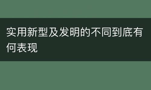 实用新型及发明的不同到底有何表现