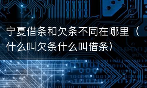 宁夏借条和欠条不同在哪里（什么叫欠条什么叫借条）