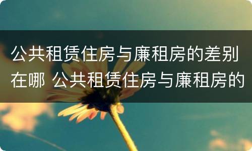 公共租赁住房与廉租房的差别在哪 公共租赁住房与廉租房的差别在哪里
