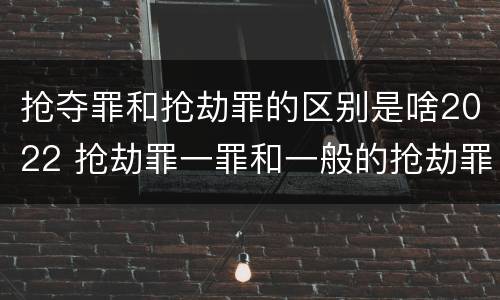 抢夺罪和抢劫罪的区别是啥2022 抢劫罪一罪和一般的抢劫罪