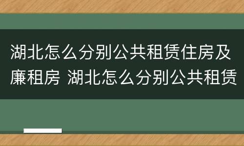 湖北怎么分别公共租赁住房及廉租房 湖北怎么分别公共租赁住房及廉租房呢