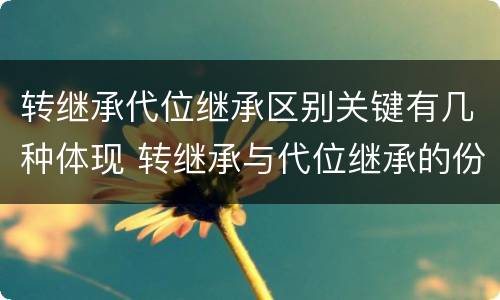 转继承代位继承区别关键有几种体现 转继承与代位继承的份额有什么区别