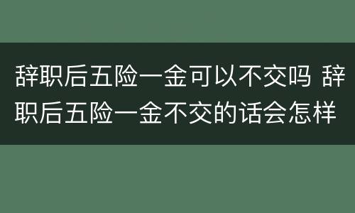 辞职后五险一金可以不交吗 辞职后五险一金不交的话会怎样