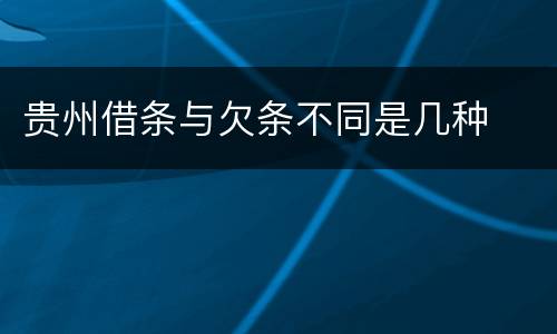 贵州借条与欠条不同是几种